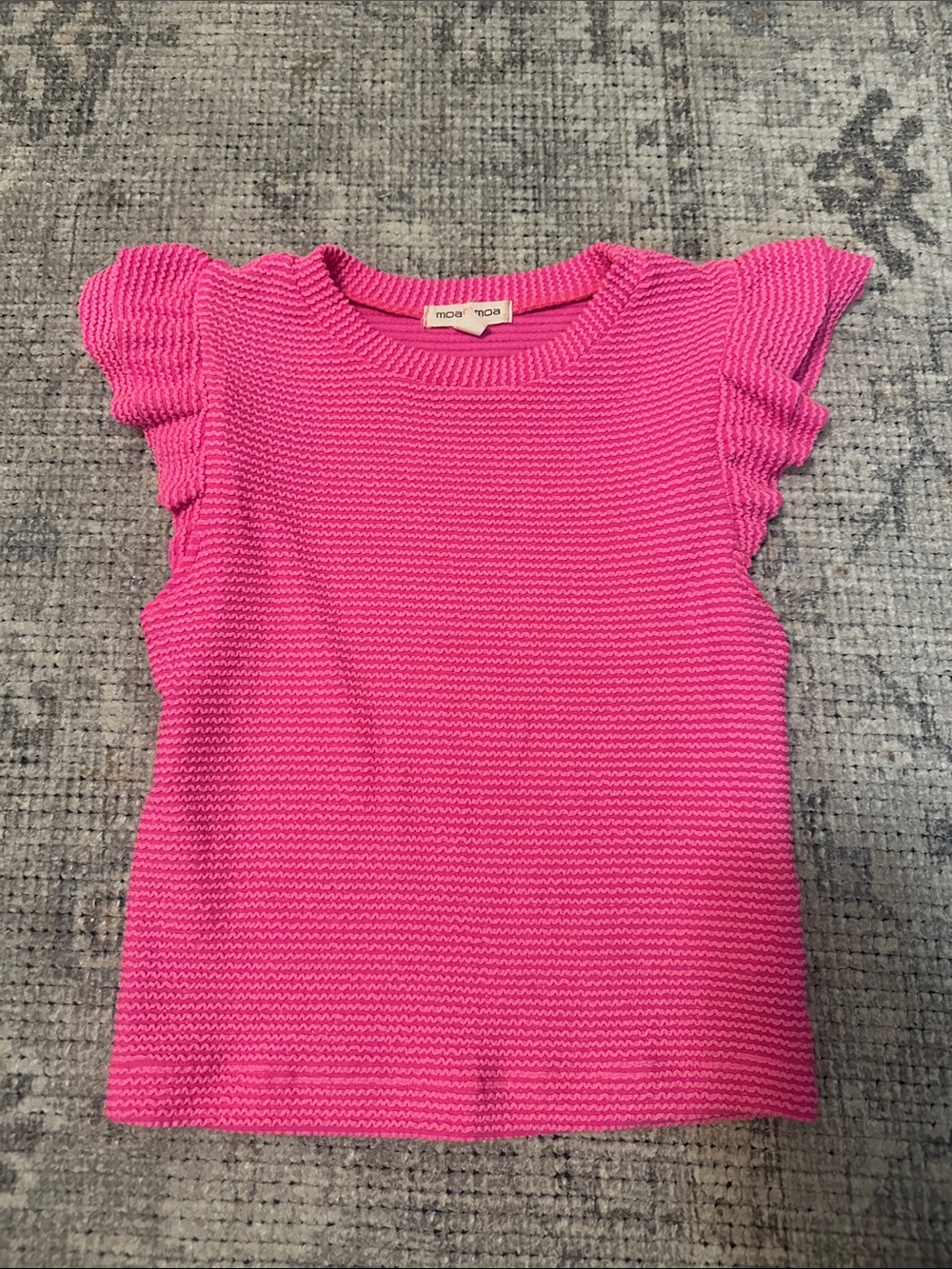 Moa Moa Hot Pink Knit Tank with Ruffle Sleeves
